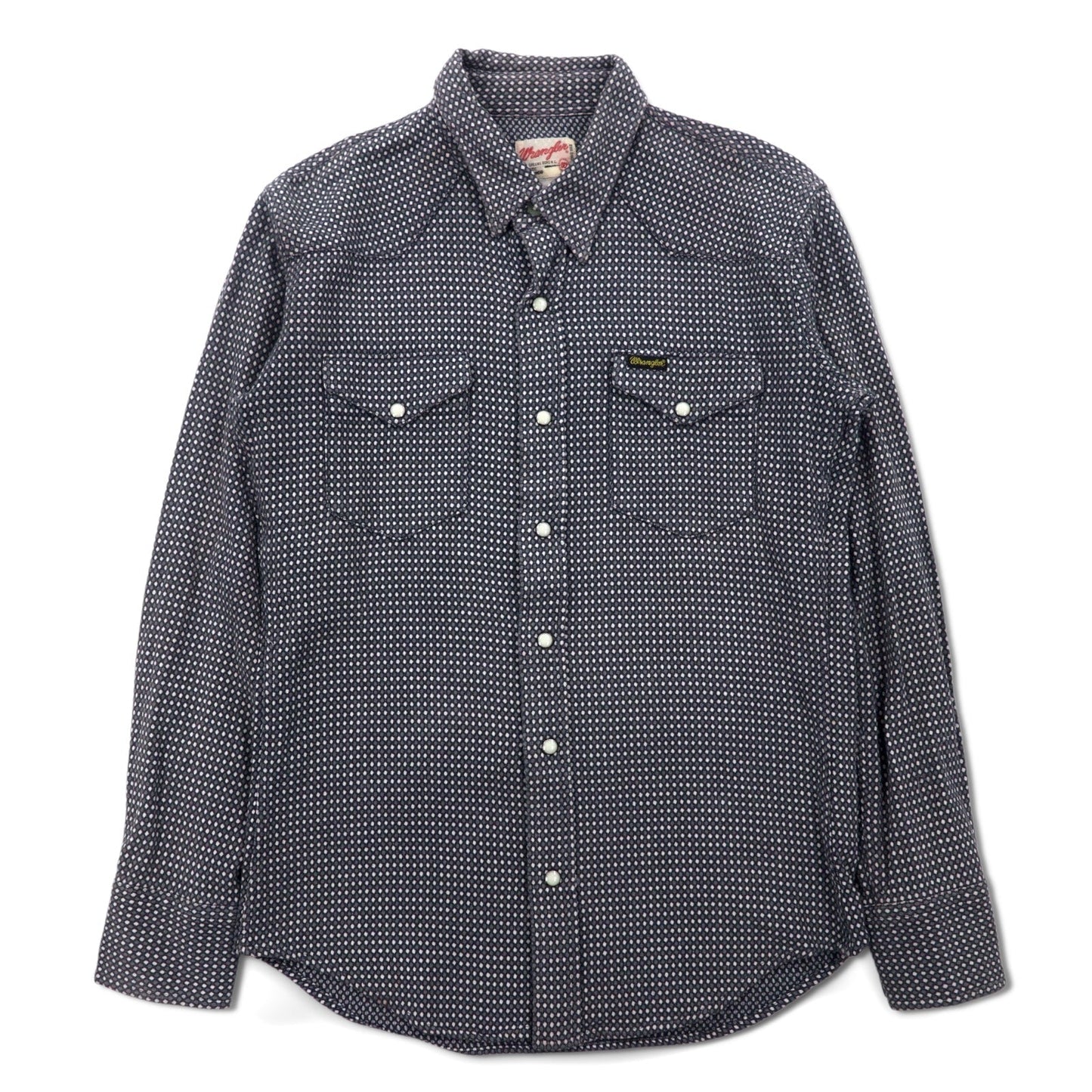 Wrangler 90年代 総柄 ウエスタンシャツ M グレー コットン フロントポケット