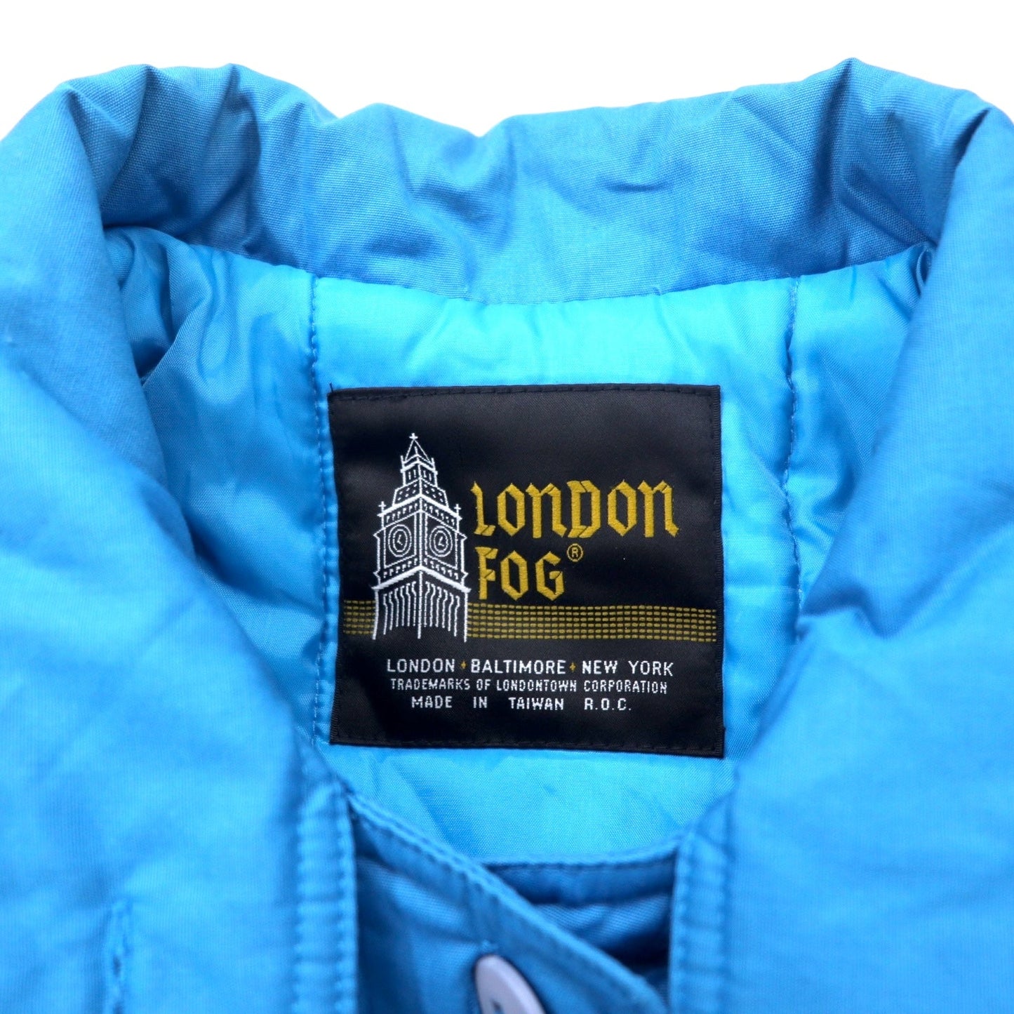 LONDON FOG インサレーション ステンカラーコート 10 ブルー ポリエステル 中綿 フード着脱式