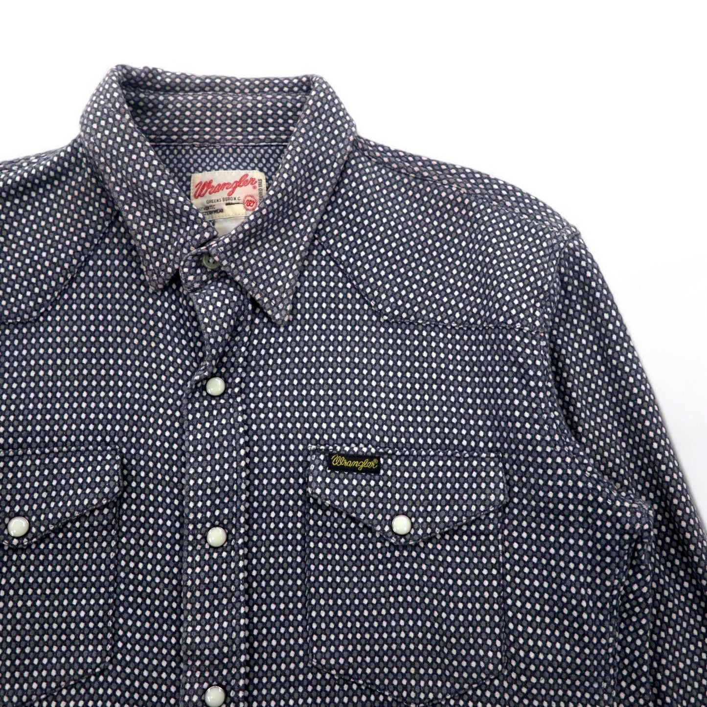Wrangler 90年代 総柄 ウエスタンシャツ M グレー コットン フロントポケット