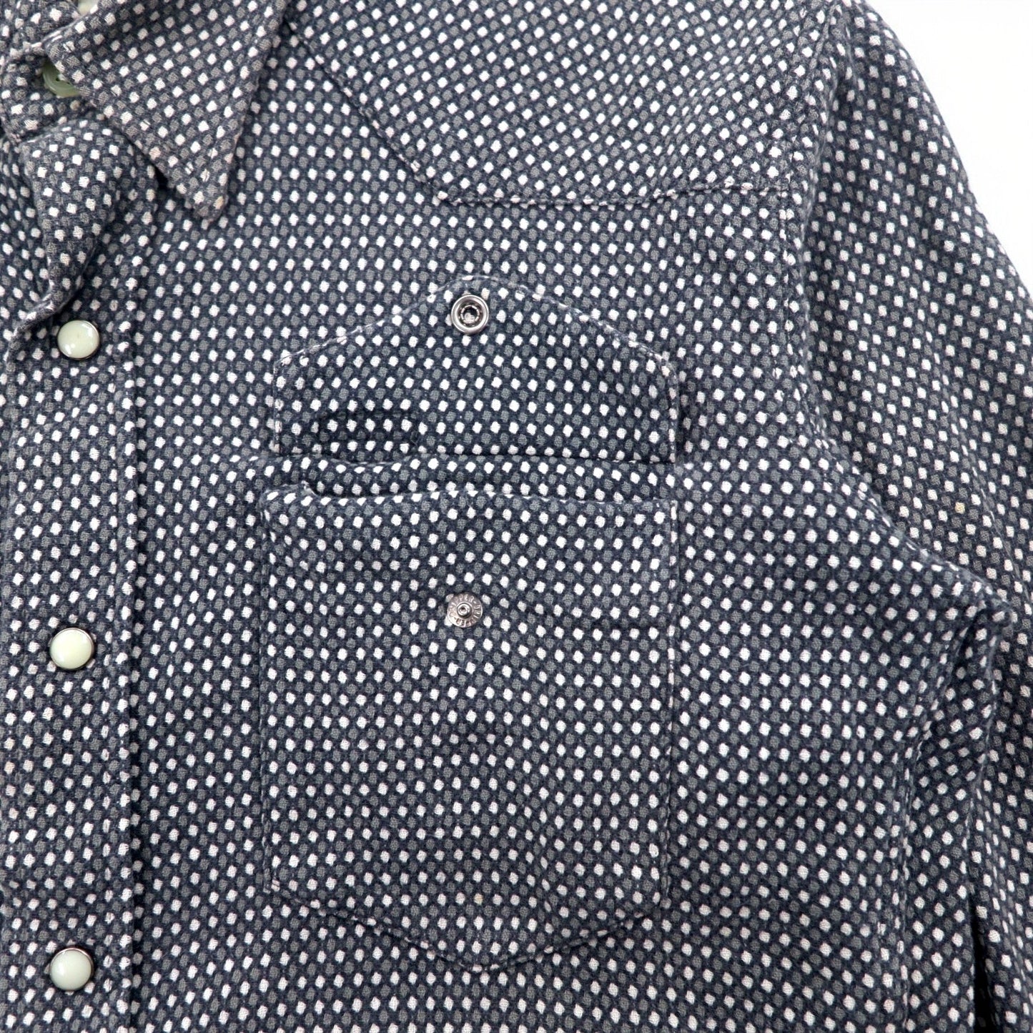 Wrangler 90年代 総柄 ウエスタンシャツ M グレー コットン フロントポケット