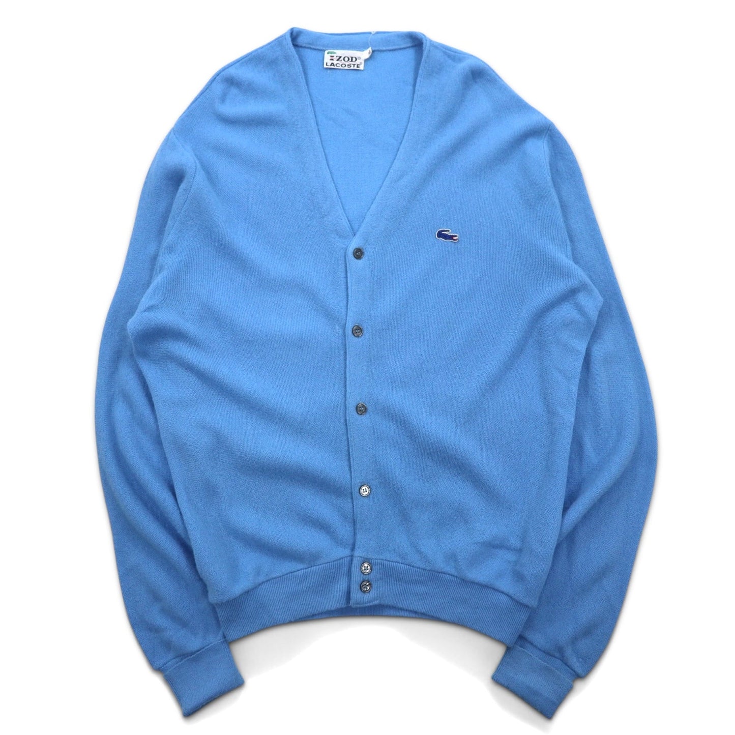 IZOD LACOSTE 70年代 糸巻きタグ アクリルニット カーディガン XL ブルー ワンポイントロゴ