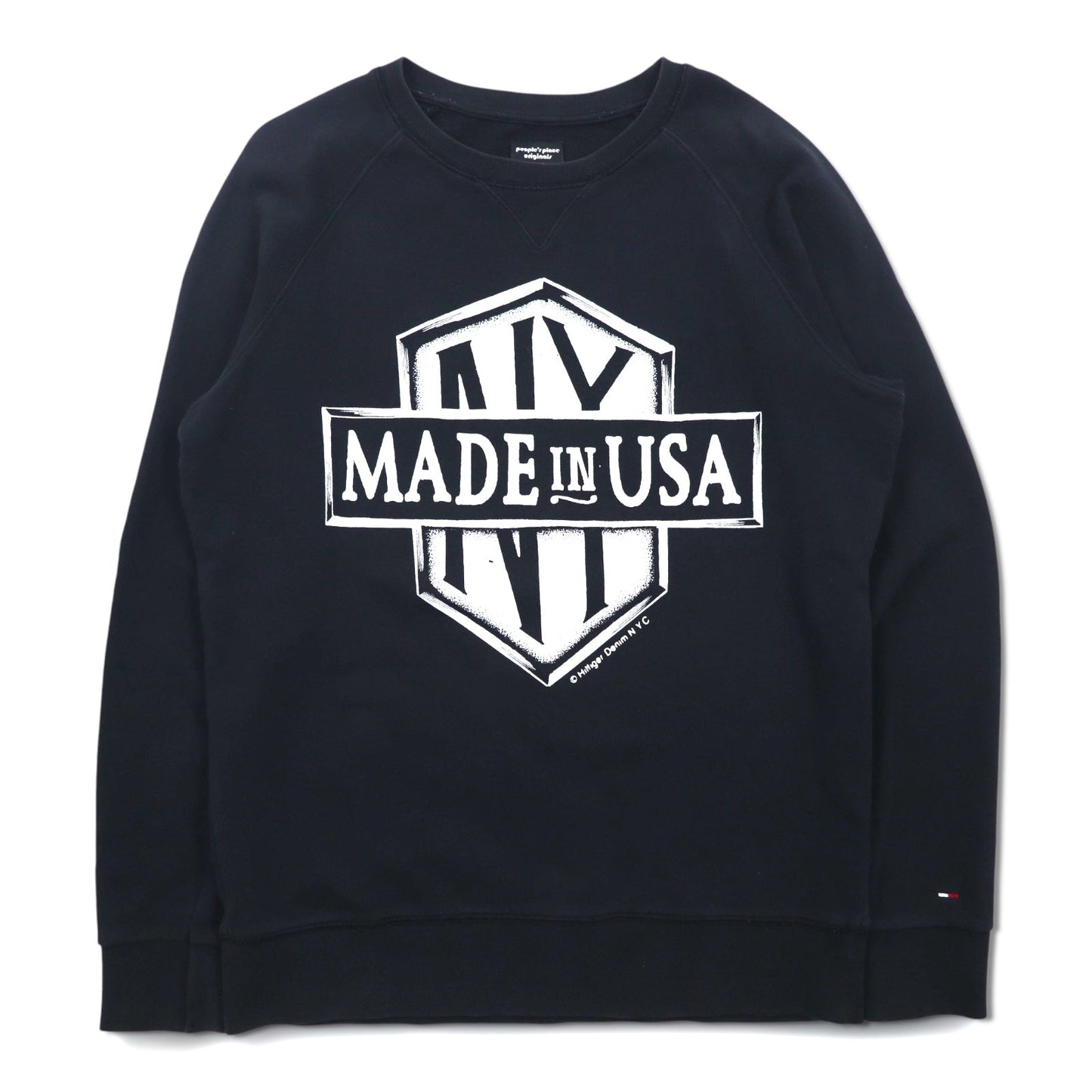 HILFIGER DENIM ( TOMMY HILFIGER ) NYプリント スウェット L ブラック people's place original トルコ製