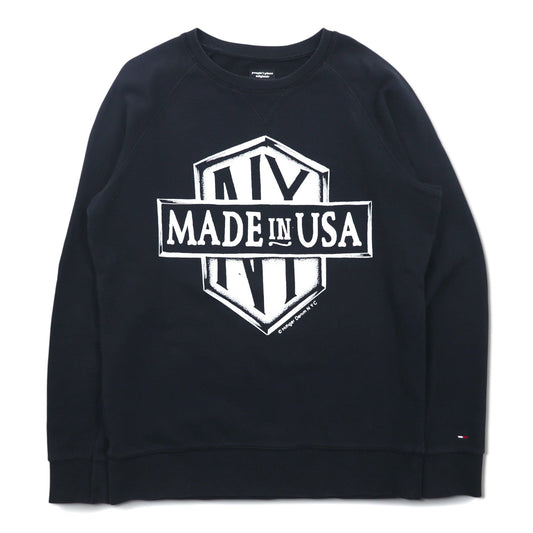 HILFIGER DENIM ( TOMMY HILFIGER ) NYプリント スウェット L ブラック people's place original トルコ製