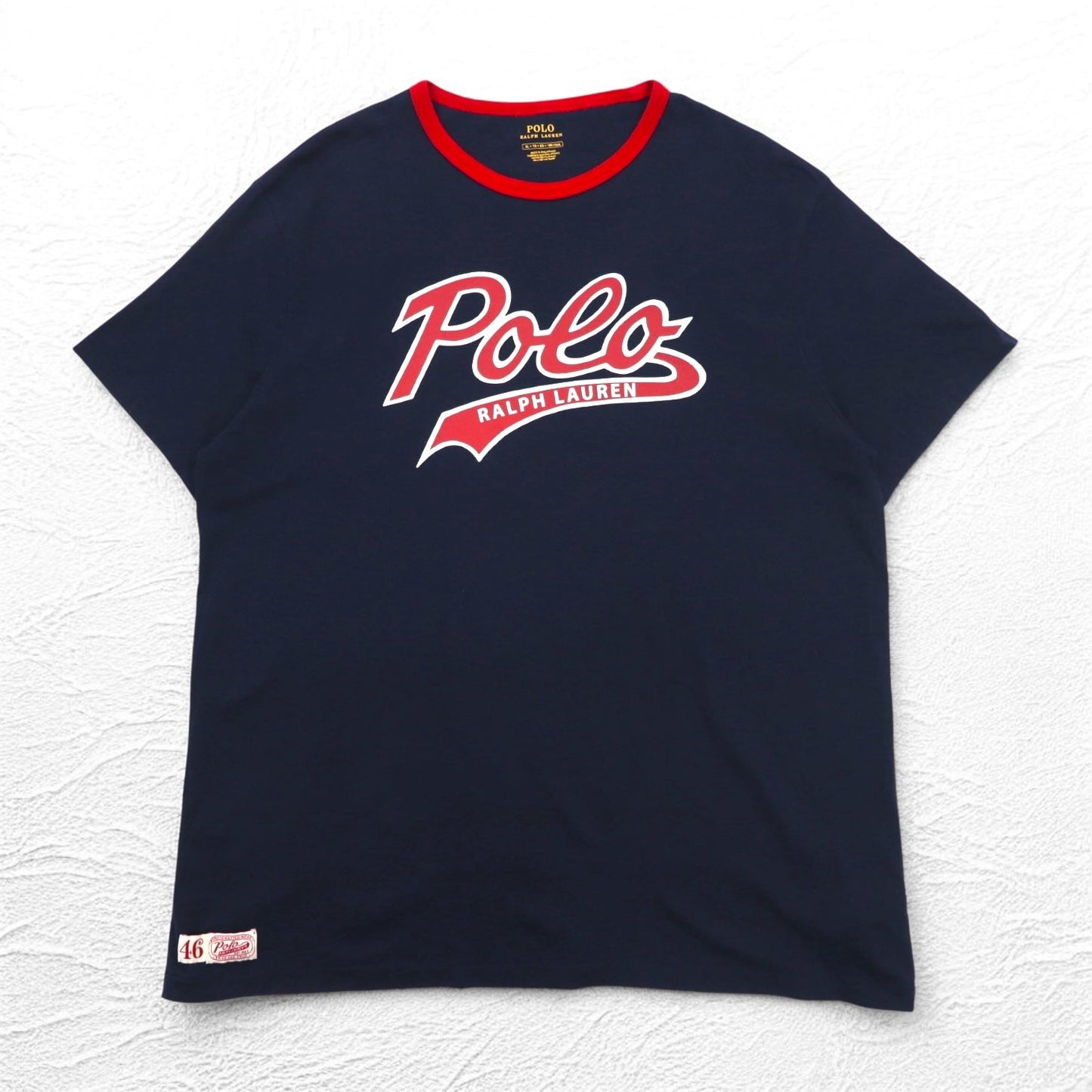 POLO RALPH LAUREN リンガーネック ベースボール プリント Tシャツ XL ネイビー Novelty Polo Swoosh Tee