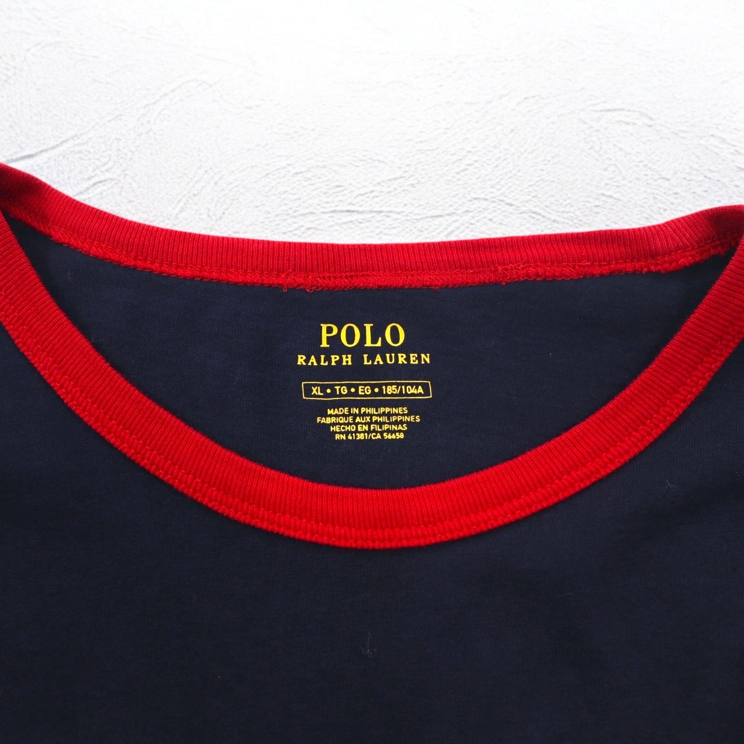 POLO RALPH LAUREN リンガーネック ベースボール プリント Tシャツ XL ネイビー Novelty Polo Swoosh Tee