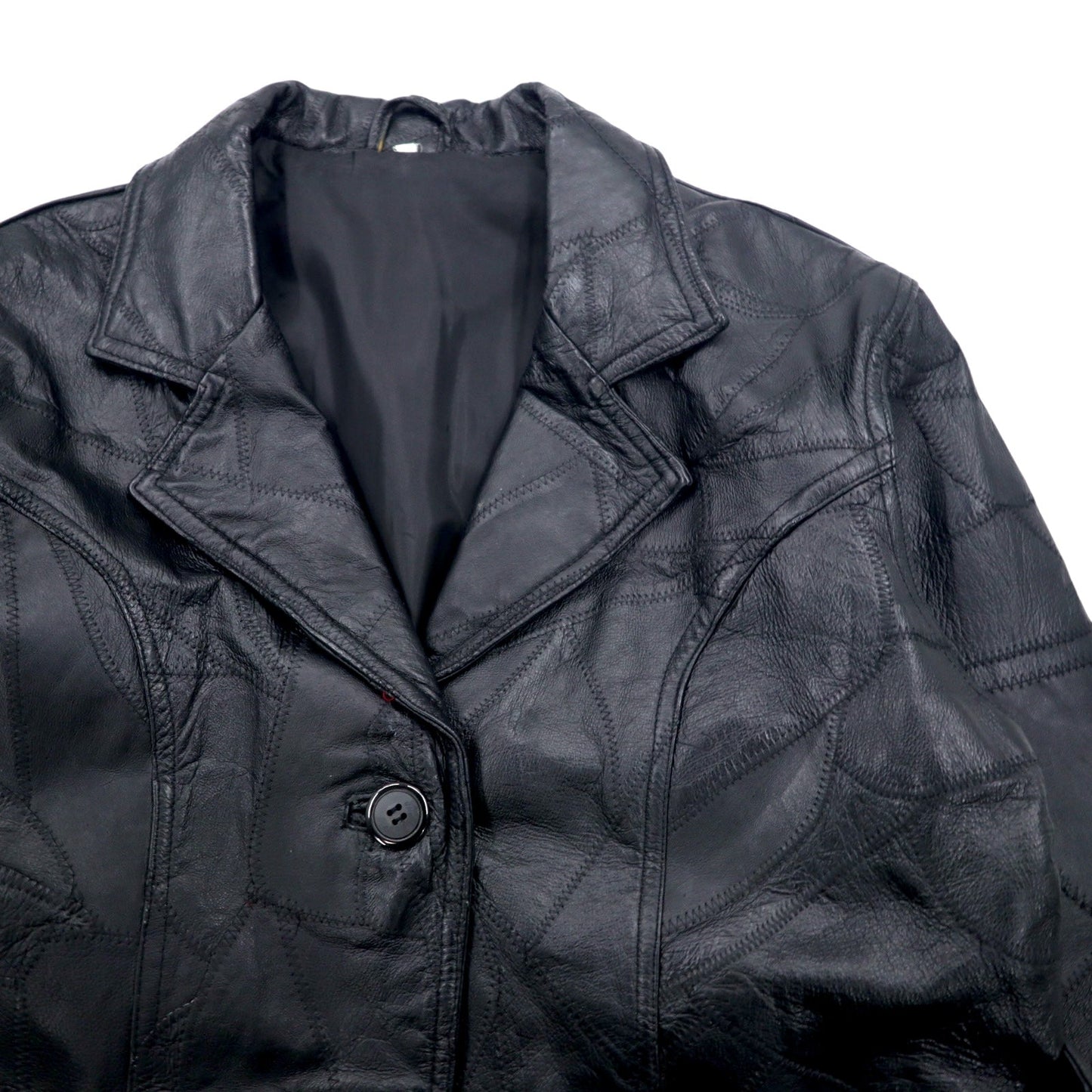 90年代 ツギハギジャン レザーコート XL ブラック レザー パッチワーク ベルト付き