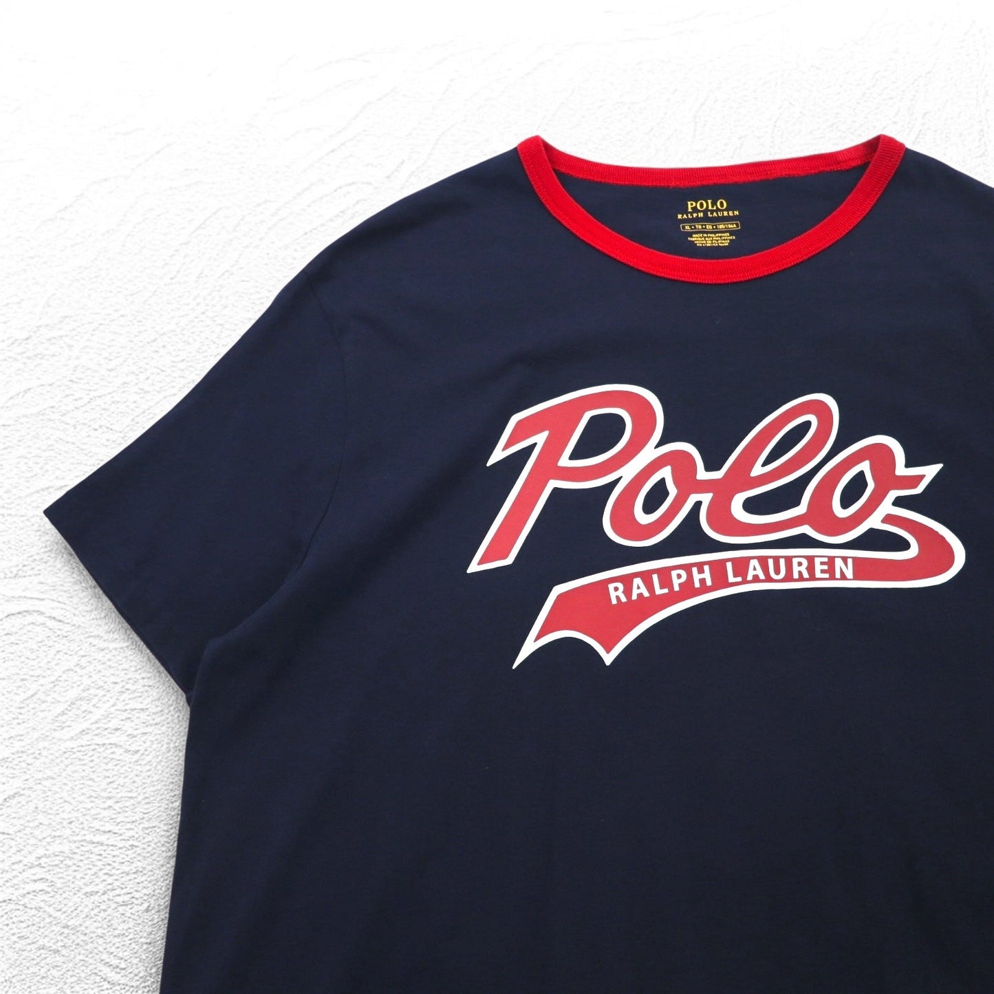 POLO RALPH LAUREN リンガーネック ベースボール プリント Tシャツ XL ネイビー Novelty Polo Swoosh Tee