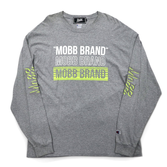 MOBB. × Champion ロングスリーブ Tシャツ ロンT XL グレー 袖プリント エルサルバドル製