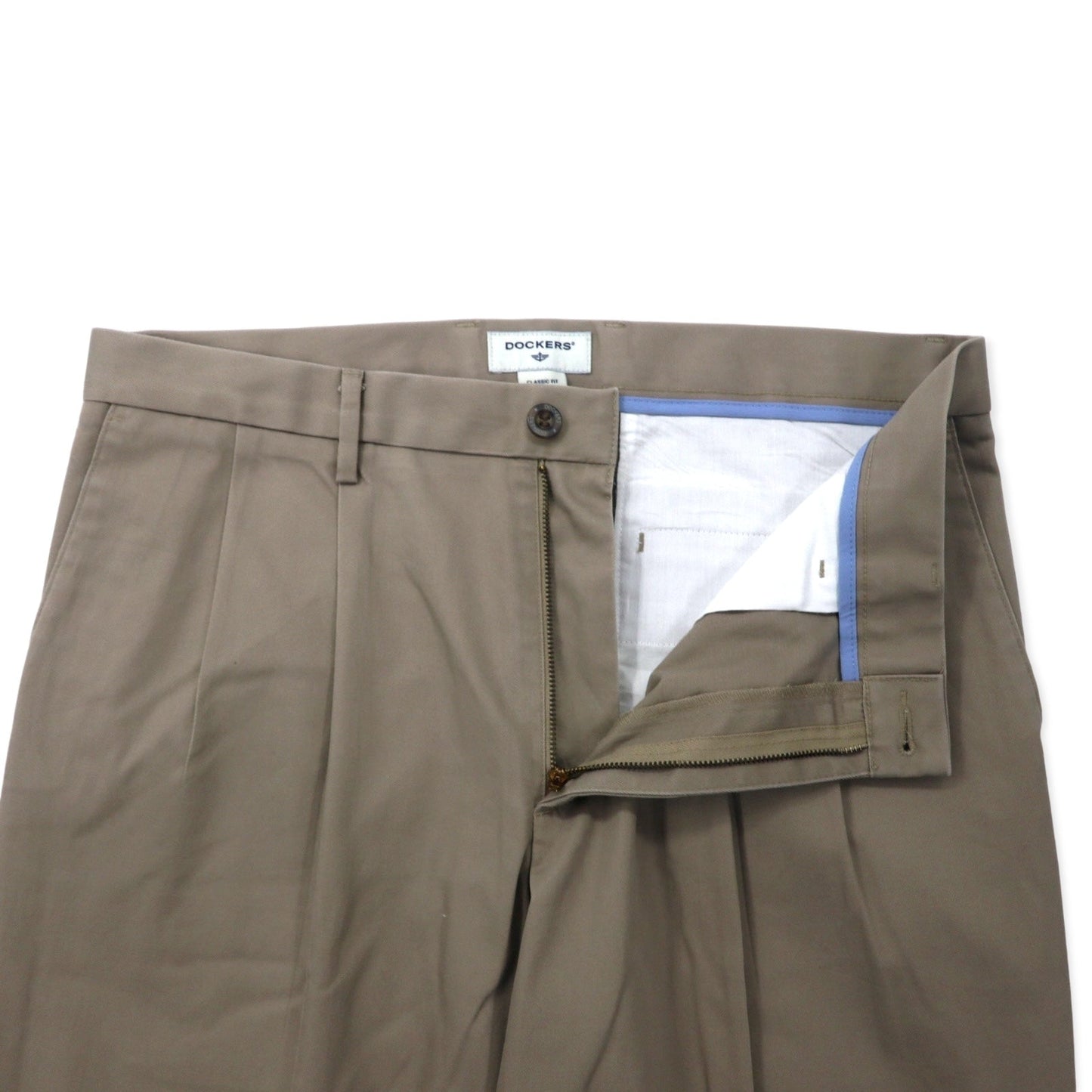 DOCKERS ( Levi's ) 2タック ワイドシルエット チノ スラックスパンツ 34 ベージュ コットン CLASSIC FIT