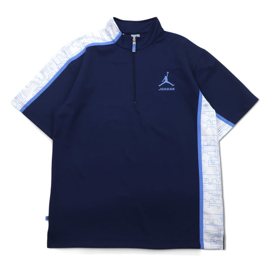 JORDAN BRAND ( NIKE ) ジャンプマン ハーフジップ ゲームシャツ L ネイビー ロゴプリント ビッグサイズ