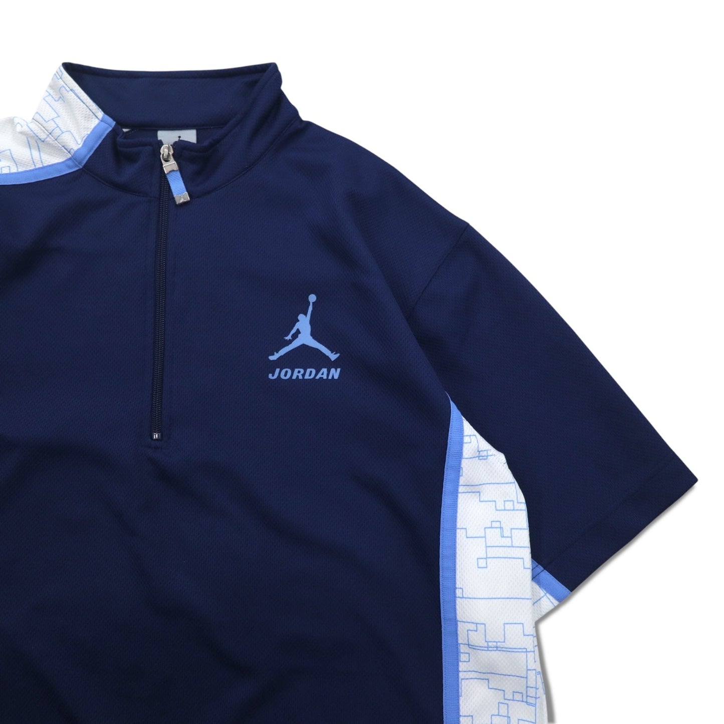 JORDAN BRAND ( NIKE ) ジャンプマン ハーフジップ ゲームシャツ L ネイビー ロゴプリント ビッグサイズ