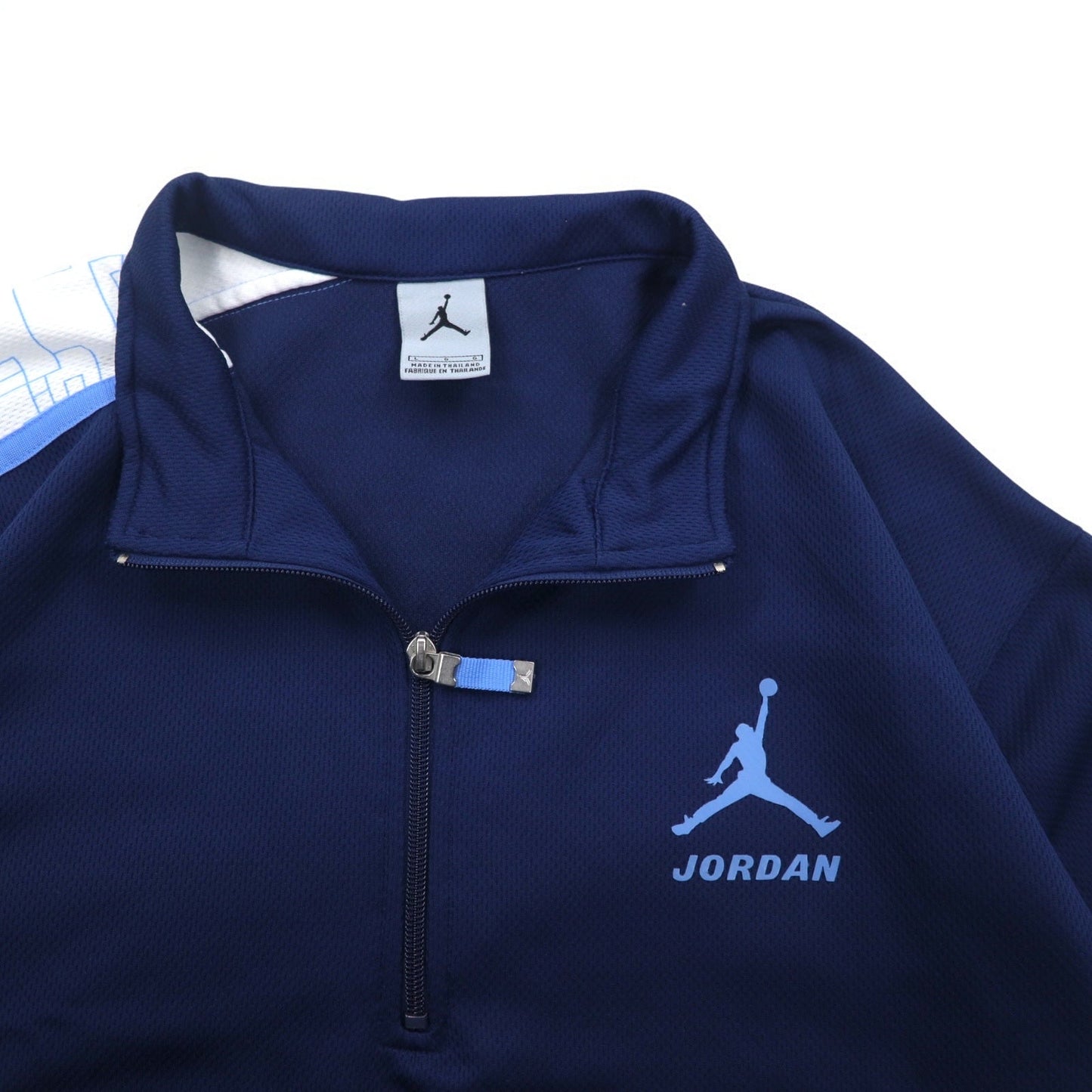 JORDAN BRAND ( NIKE ) ジャンプマン ハーフジップ ゲームシャツ L ネイビー ロゴプリント ビッグサイズ