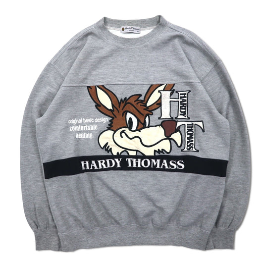 90年代 Hardy Thomass キャラクター刺繍 スウェット M グレー コットン