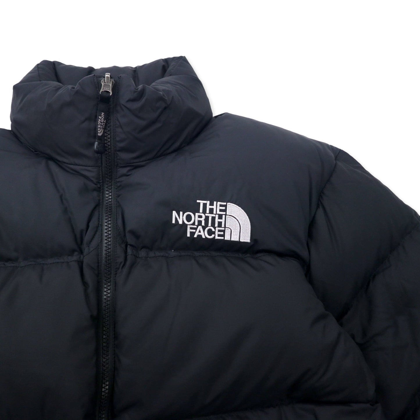 THE NORTH FACE センターロゴ刺繍 ヌプシ ダウンジャケット 700フィルパワー S ブラック ナイロン ロゴ刺繍 フード収納式 ND01586