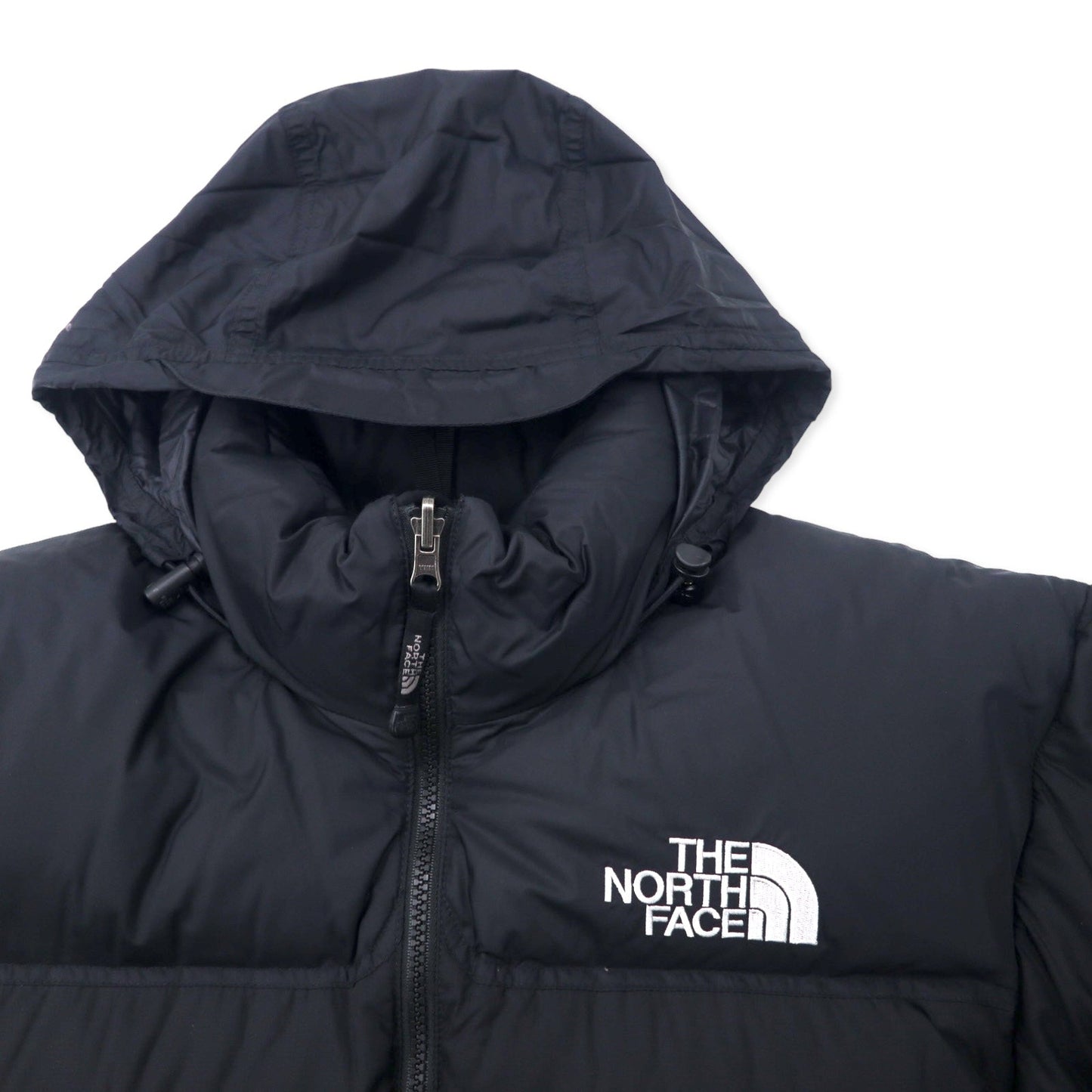THE NORTH FACE センターロゴ刺繍 ヌプシ ダウンジャケット 700フィルパワー S ブラック ナイロン ロゴ刺繍 フード収納式 ND01586
