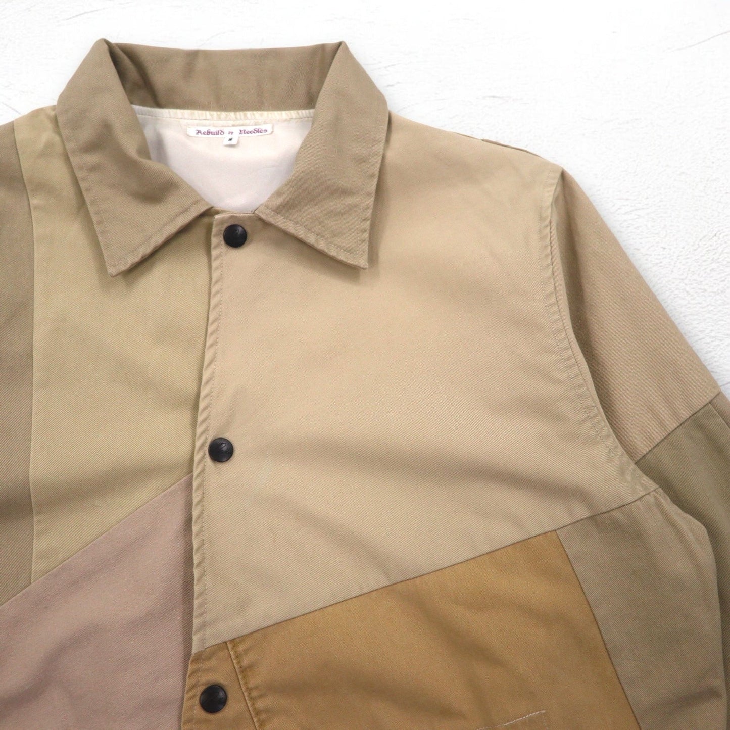 rebuild by needles 再構築 リメイク コーチジャケット S ベージュ ドローコード