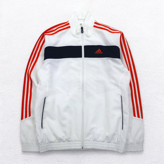 adidas 3ストライプ ウーブン トラックジャケット ジャージ S ホワイト オレンジ メッシュライナー
