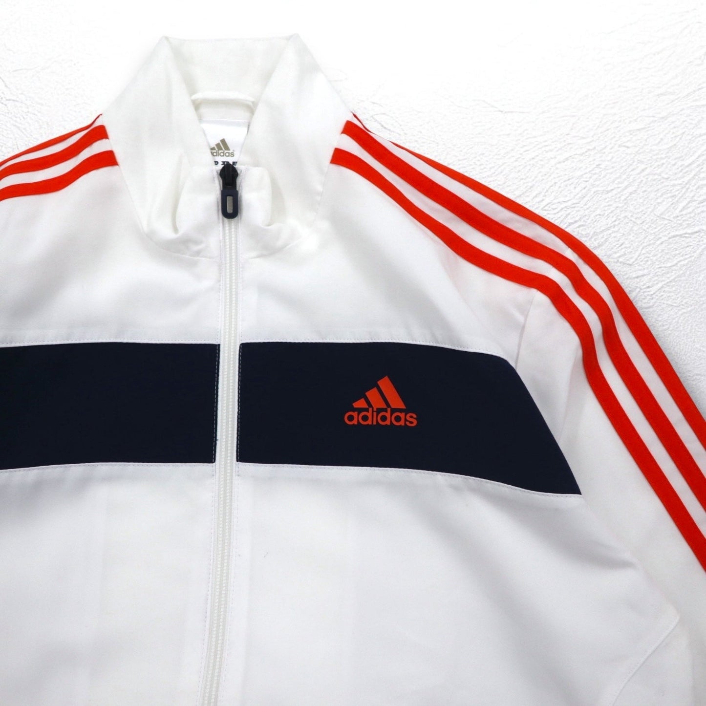 adidas 3ストライプ ウーブン トラックジャケット ジャージ S ホワイト オレンジ メッシュライナー