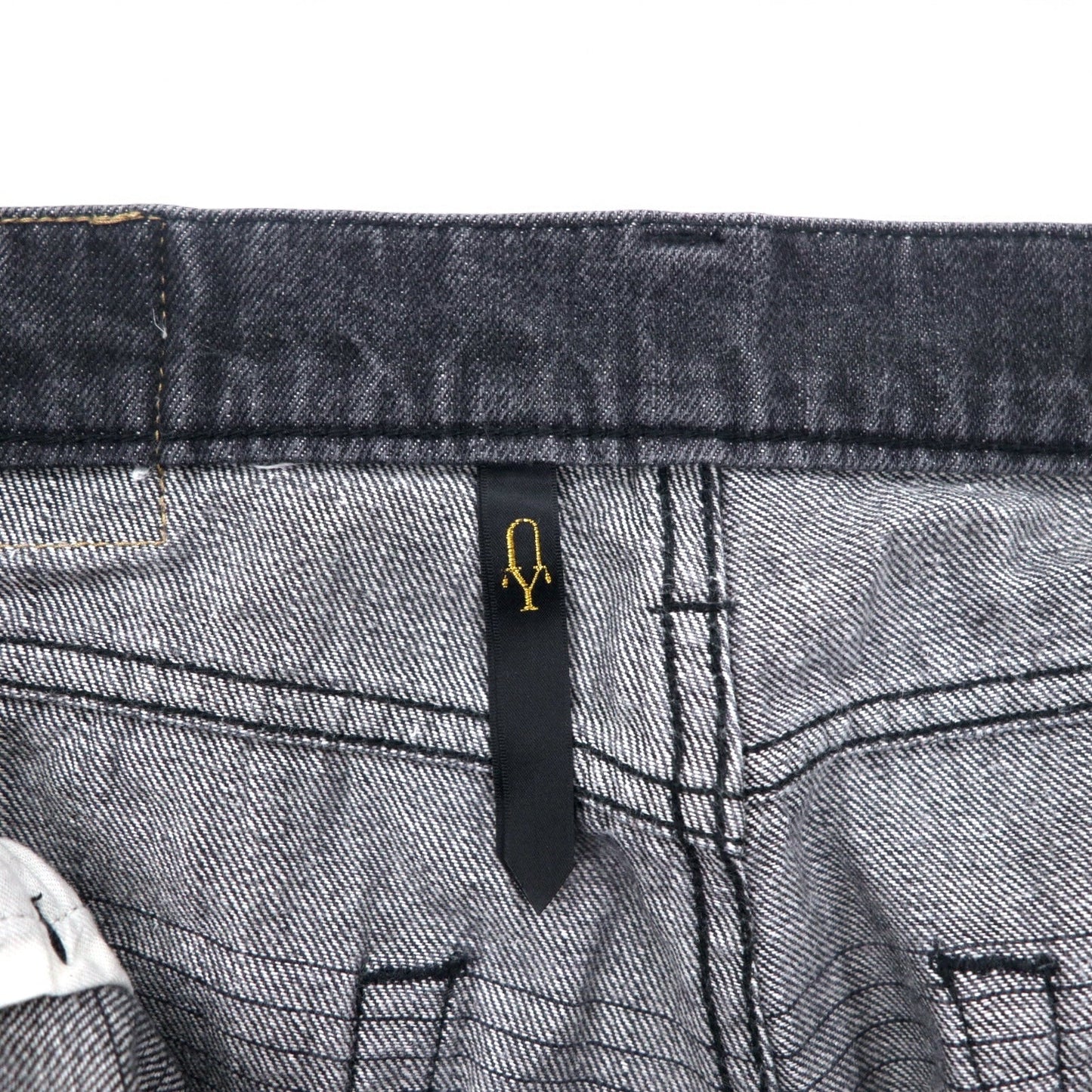 RYU 切替えデザイン ブラック デニムパンツ L コットン ボタンフライ 日本製