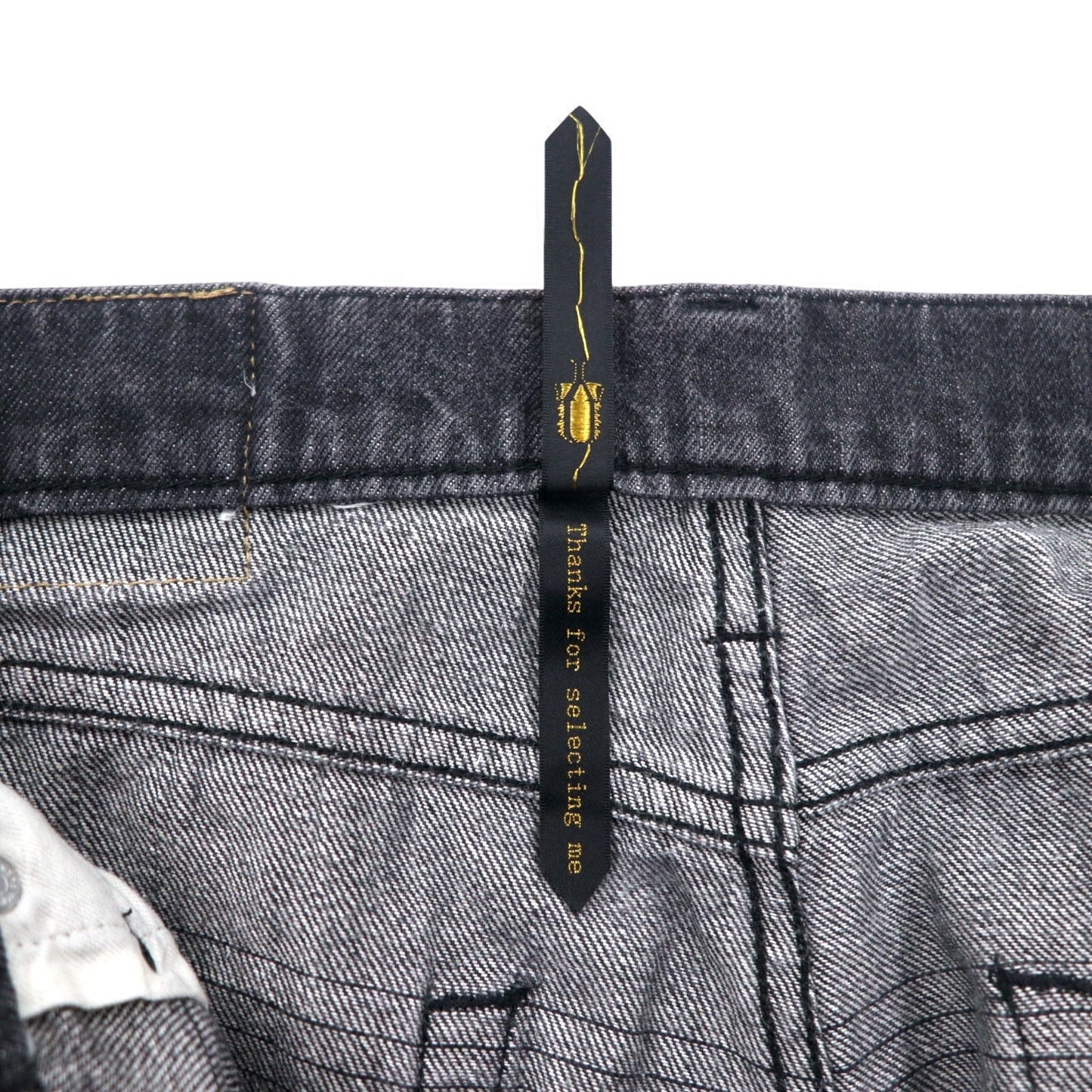 RYU 切替えデザイン ブラック デニムパンツ L コットン ボタンフライ 日本製