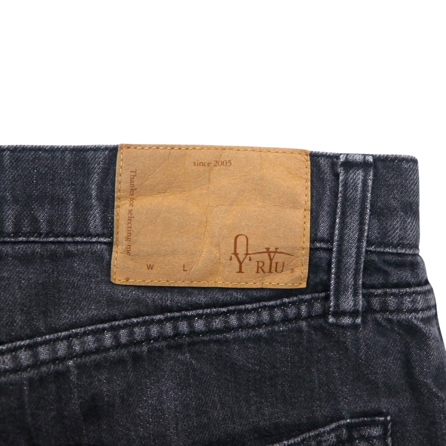 RYU 切替えデザイン ブラック デニムパンツ L コットン ボタンフライ 日本製