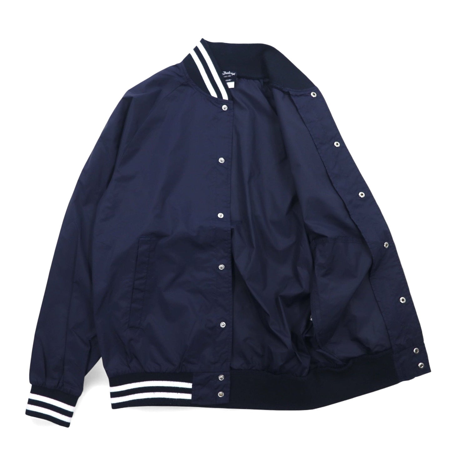 Flip The Script リブライン スタジャン M ネイビー ナイロン バックロゴプリント