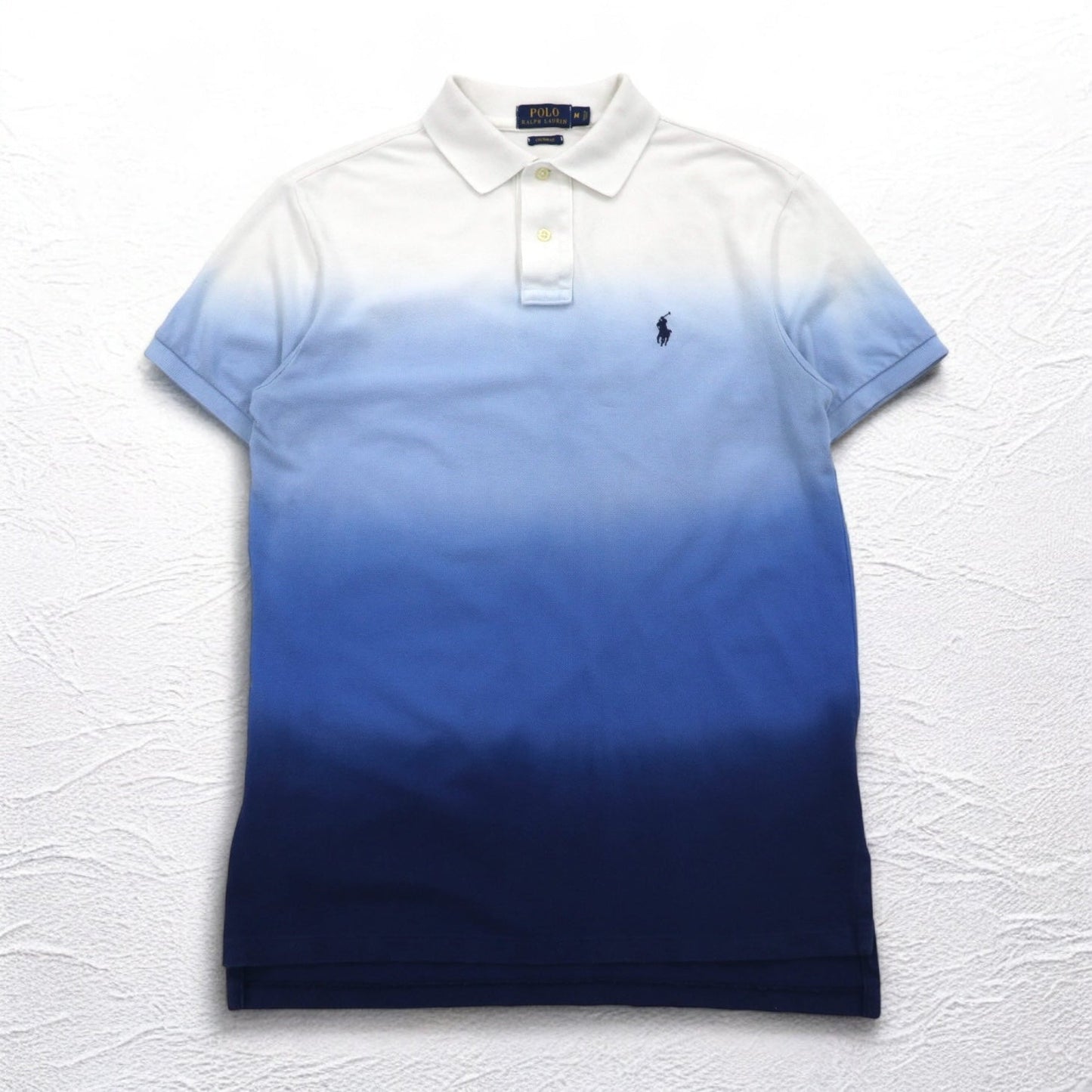 POLO RALPH LAUREN グラデーション カラー ポロシャツ M ホワイト ブルー コットン スモールポニー刺繍
