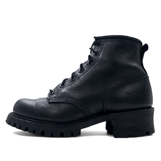 USA製 FRYE レースアップブーツ ワークブーツ 23cm ブラック レザー vibramソール