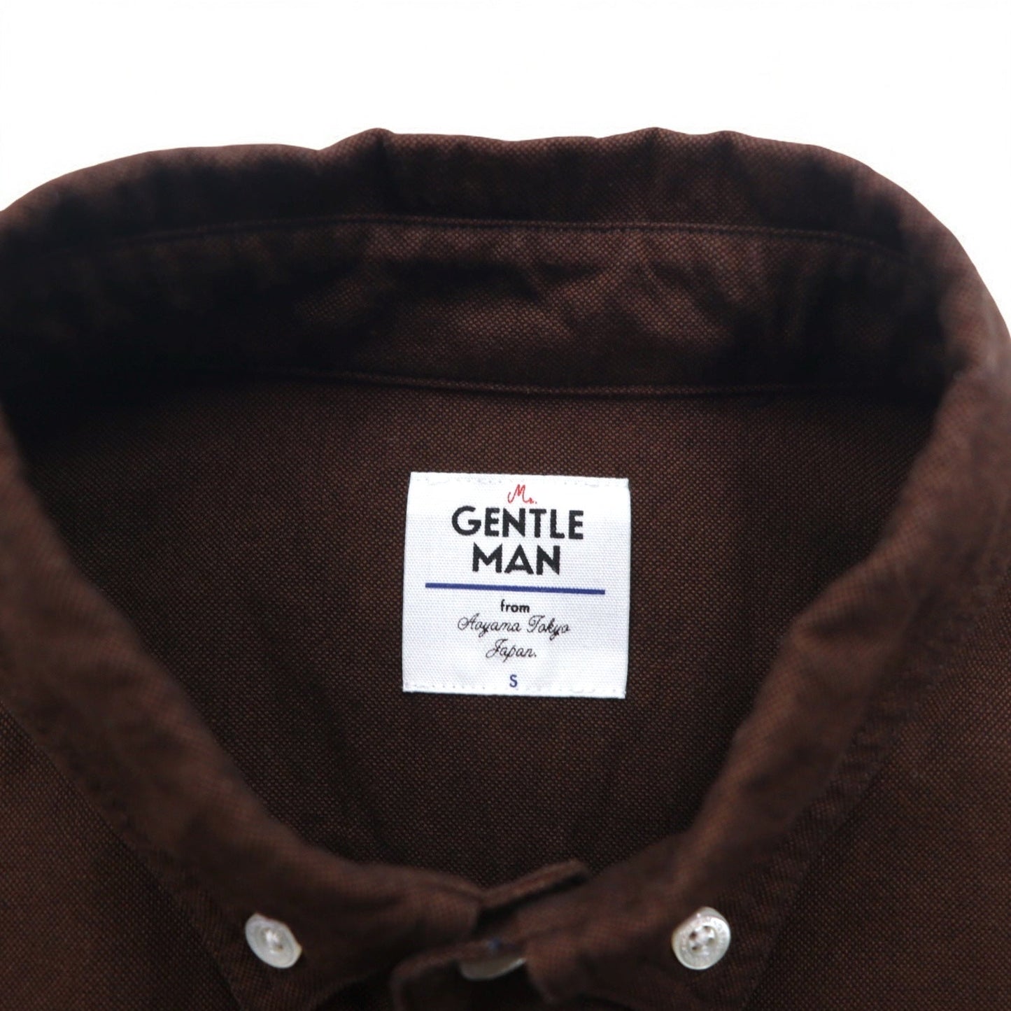Mr.GENTLEMAN オックスフォード ボタンダウンシャツ S ブラウン コットン
