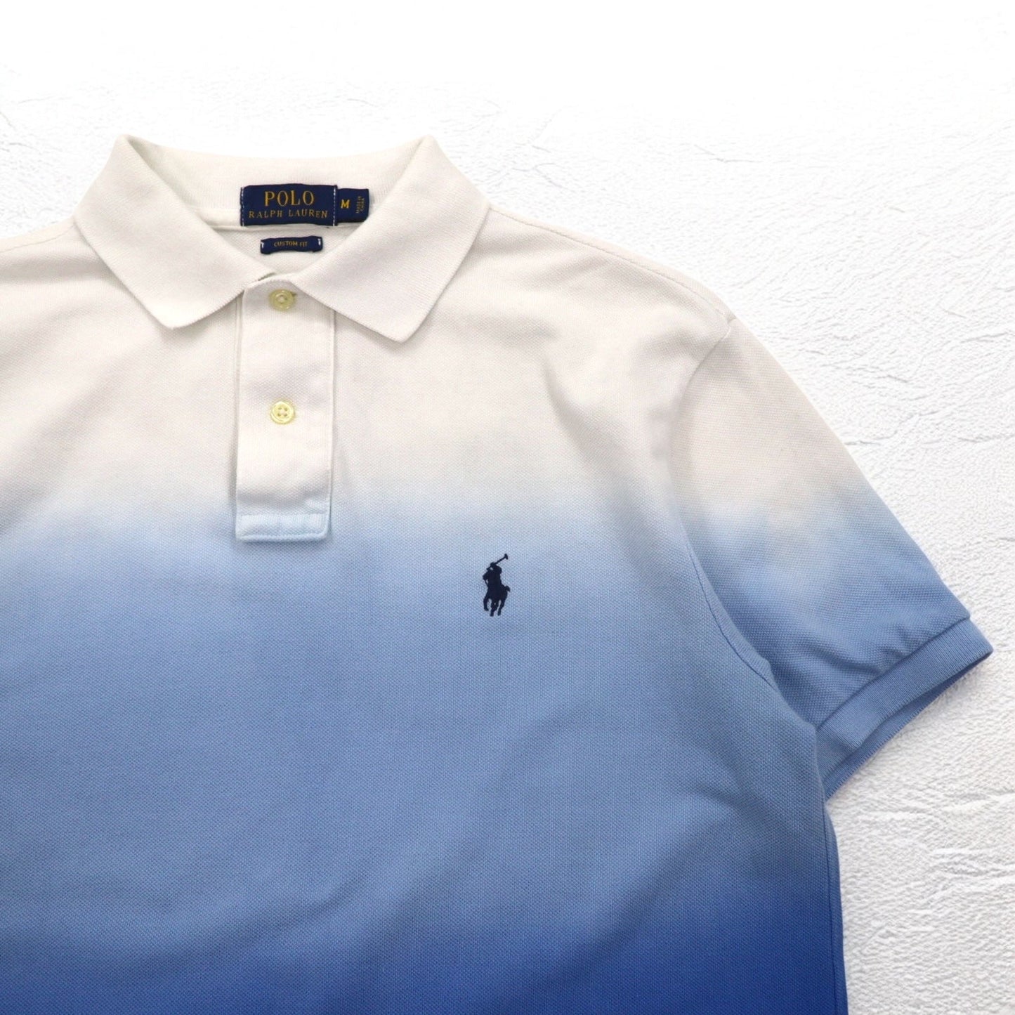 POLO RALPH LAUREN グラデーション カラー ポロシャツ M ホワイト ブルー コットン スモールポニー刺繍