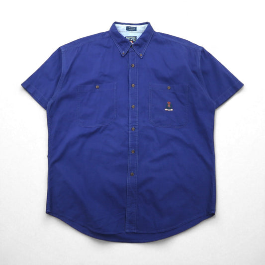 CHAPS RALPH LAUREN 90年代 半袖 ボタンダウン ワーク シャツ L ブルー コットン ダブルポケット
