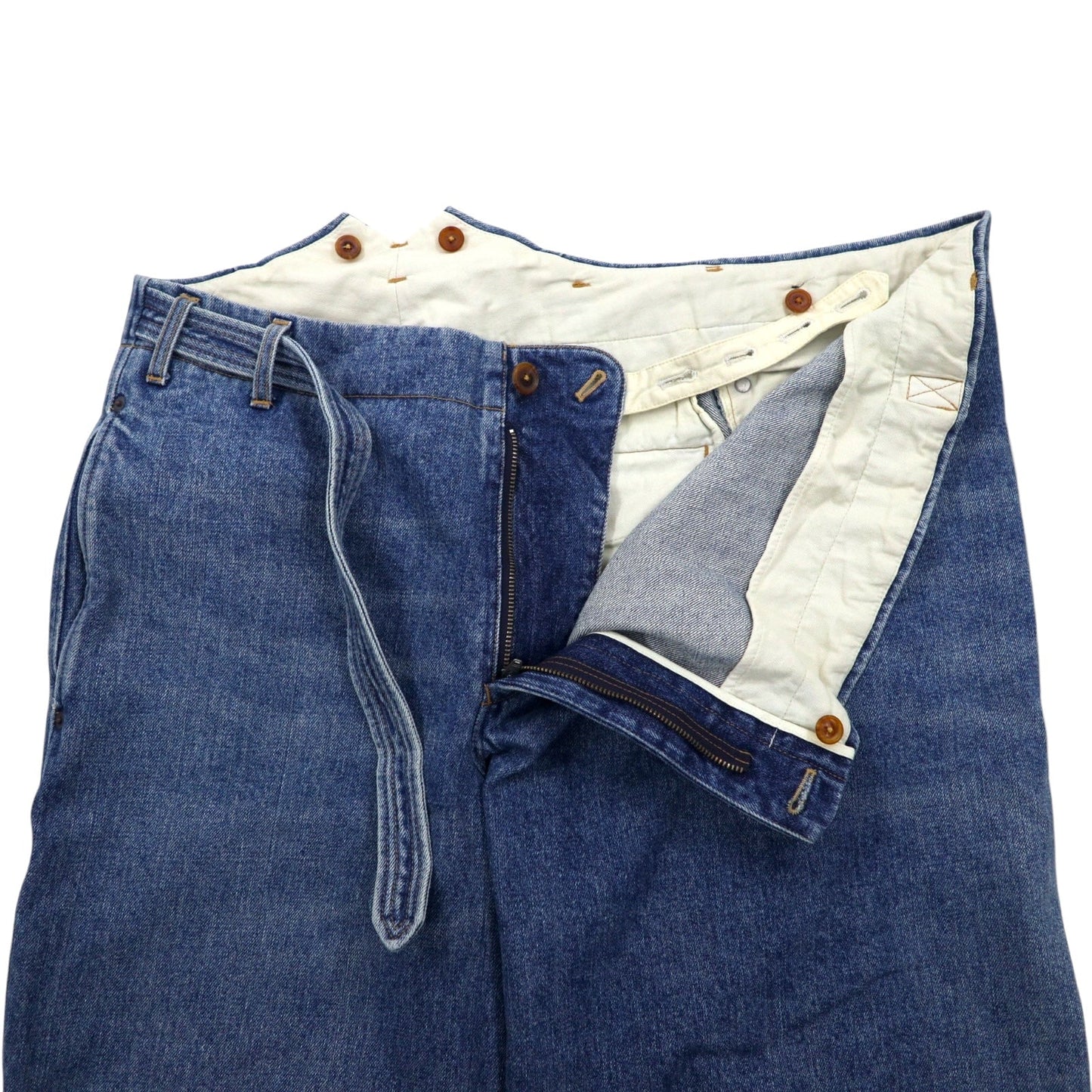 KHOKI ラップトラウザーズ 22AW Wrap Trousers デニムパンツ 1 ブルー コットン 日本製 22sw-p-05