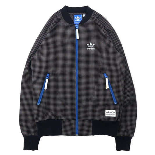 adidas originals トラックジャケット ジャージ S グレー チェック コットン トレフォイルロゴ