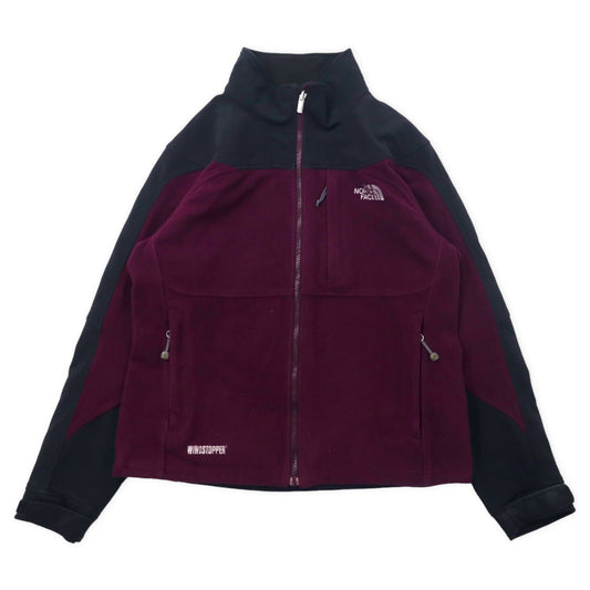 THE NORTH FACE フリースジャケット M パープル ブラック ポリエステル ロゴ刺繍 WINDSTOPPER