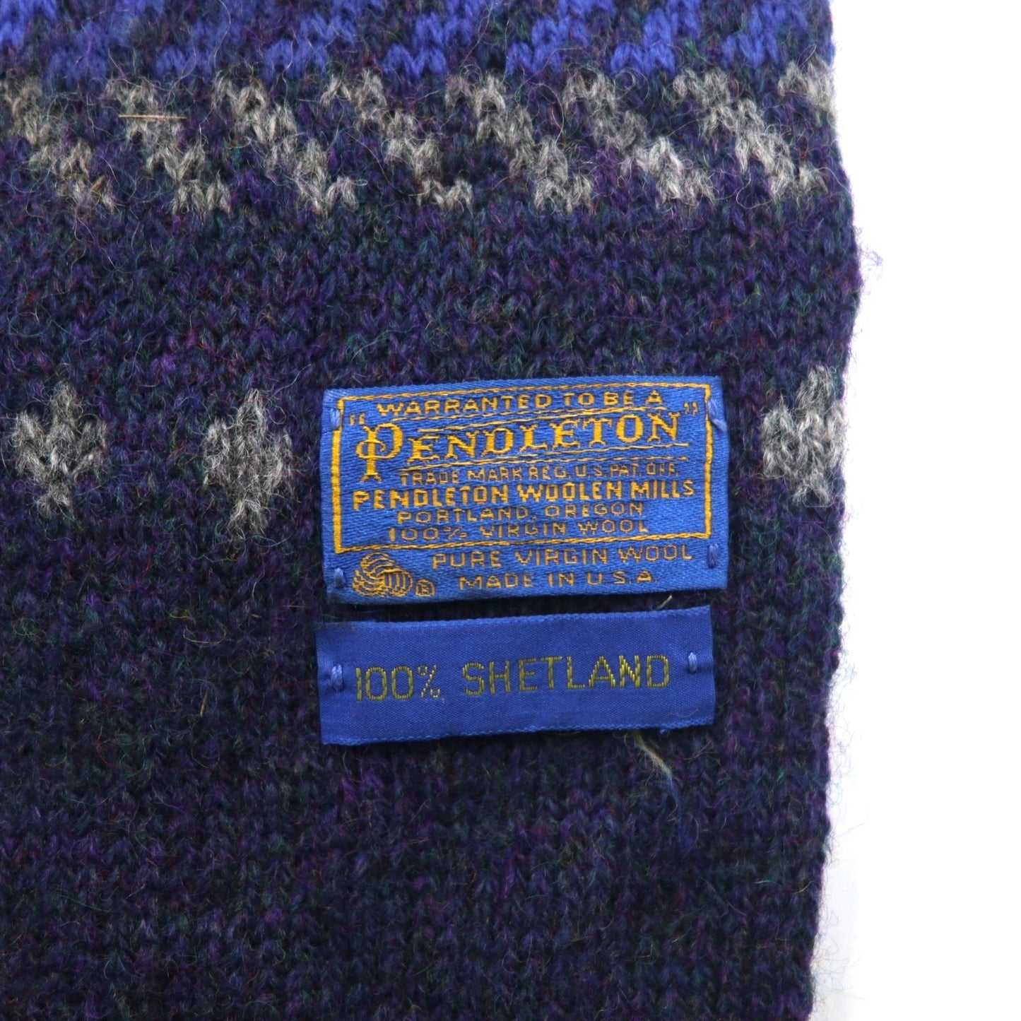 PENDLETON USA製 ノルディック バージンウール マフラー ネイビー PURE VIRGIN WOOL SHETLAND