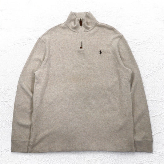 POLO RALPH LAUREN ハーフジップ スウェット XL ベージュ コットン スモールポニー刺繍