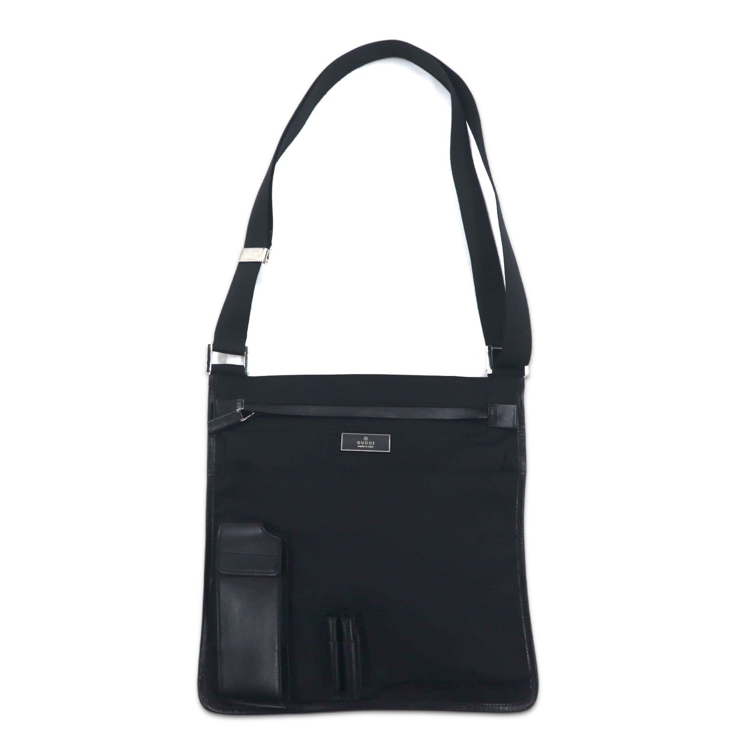 GUCCI イタリア製 ショルダーバッグ サコッシュ ブラック ナイロン ロゴプレート 019・0335 002058
