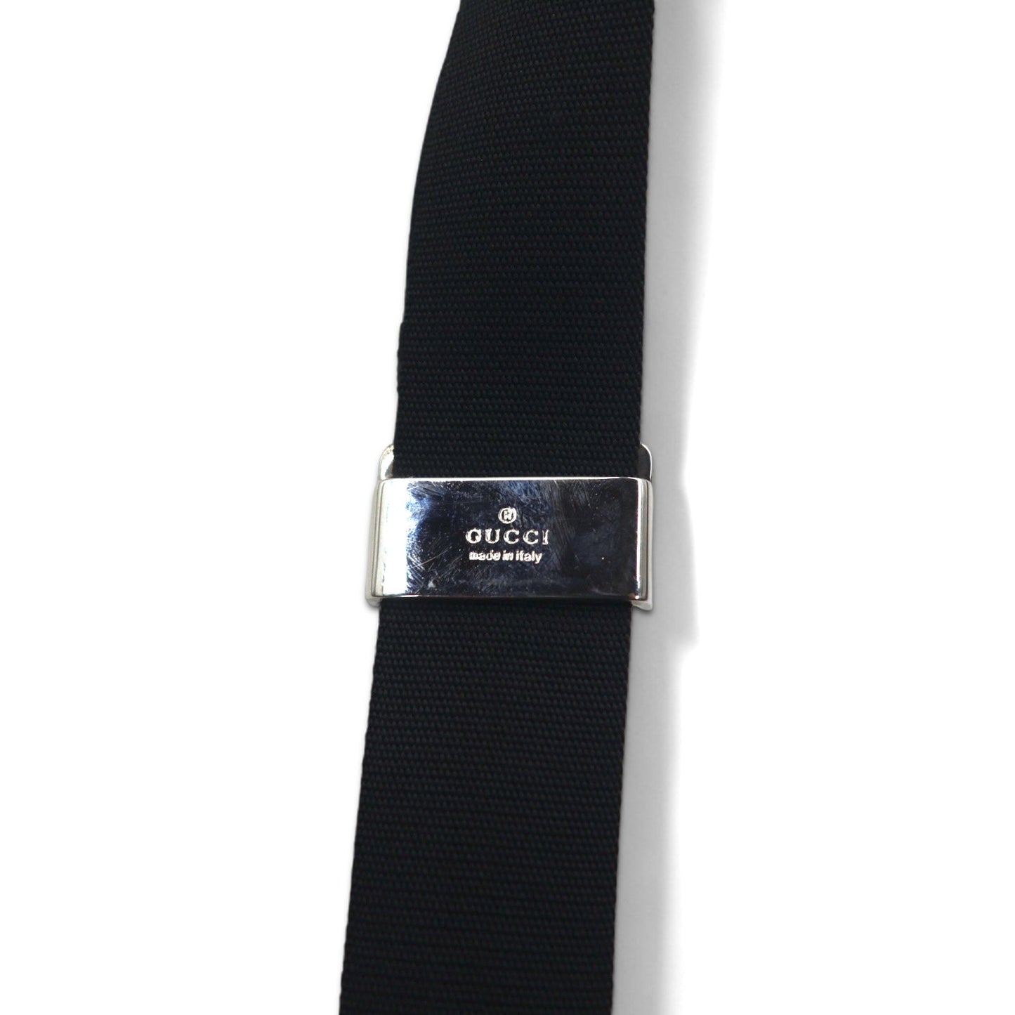 GUCCI イタリア製 ショルダーバッグ サコッシュ ブラック ナイロン ロゴプレート 019・0335 002058