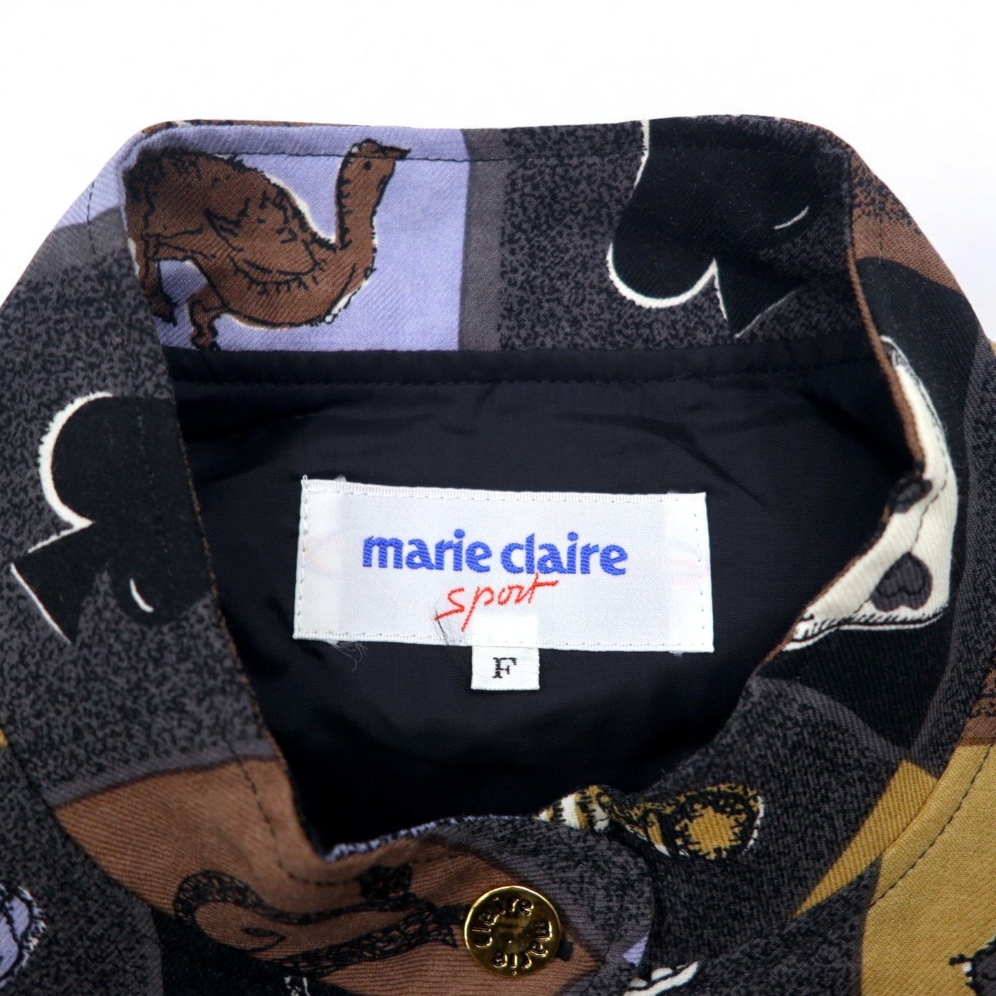 marie claire sport 90年代 スウィングトップ ブルゾン FREE マルチカラー 総柄 レトロ ゲーム 日本製