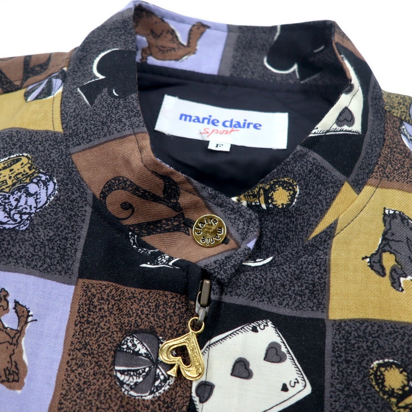 marie claire sport 90年代 スウィングトップ ブルゾン FREE マルチカラー 総柄 レトロ ゲーム 日本製