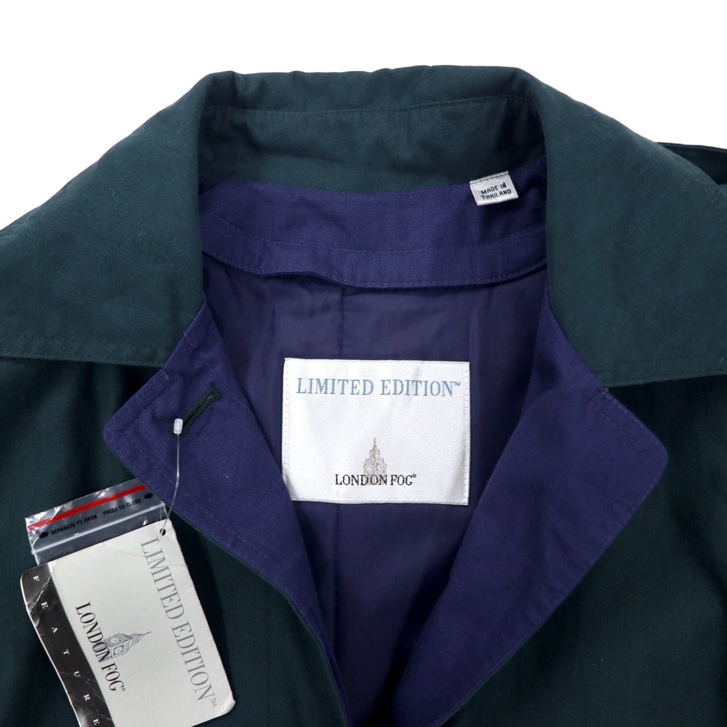 LONDON FOG ステンカラーコート LIMITED EDITION 6PET グリーン コットン ポリエステル フード着脱式 ライナー着脱式 未使用品