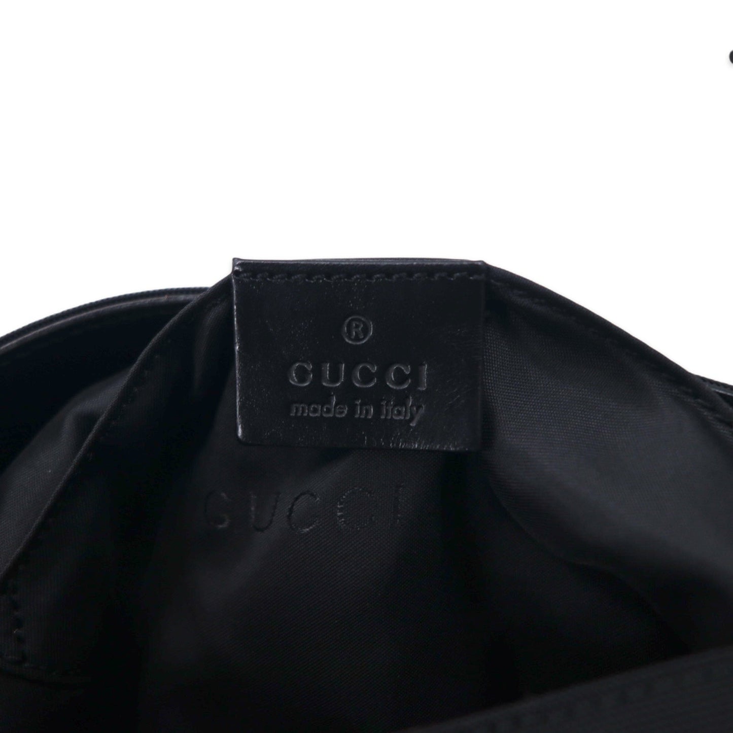 GUCCI イタリア製 ショルダーバッグ サコッシュ ブラック ナイロン ロゴプレート 019・0335 002058