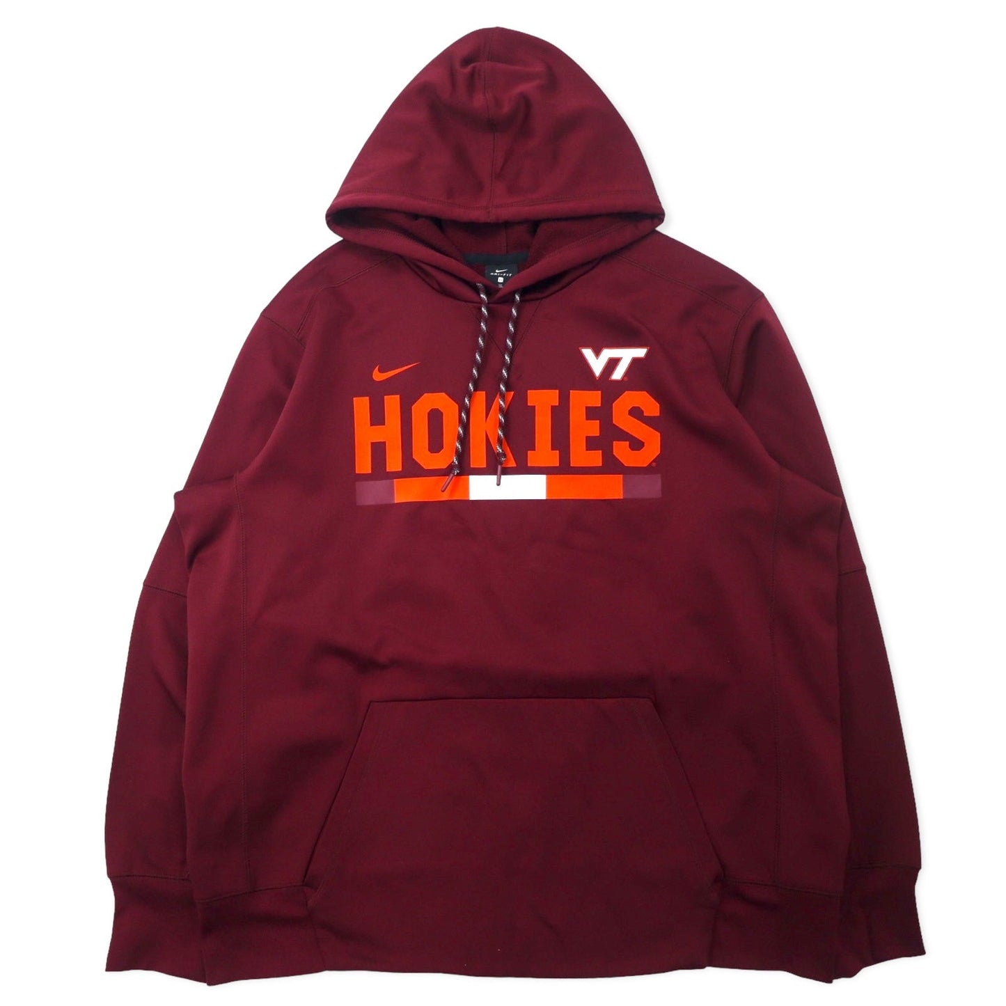 NIKEドライフィット プルオーバーパーカー XL ボルドー ポリエステル VT フットボール HOKIES