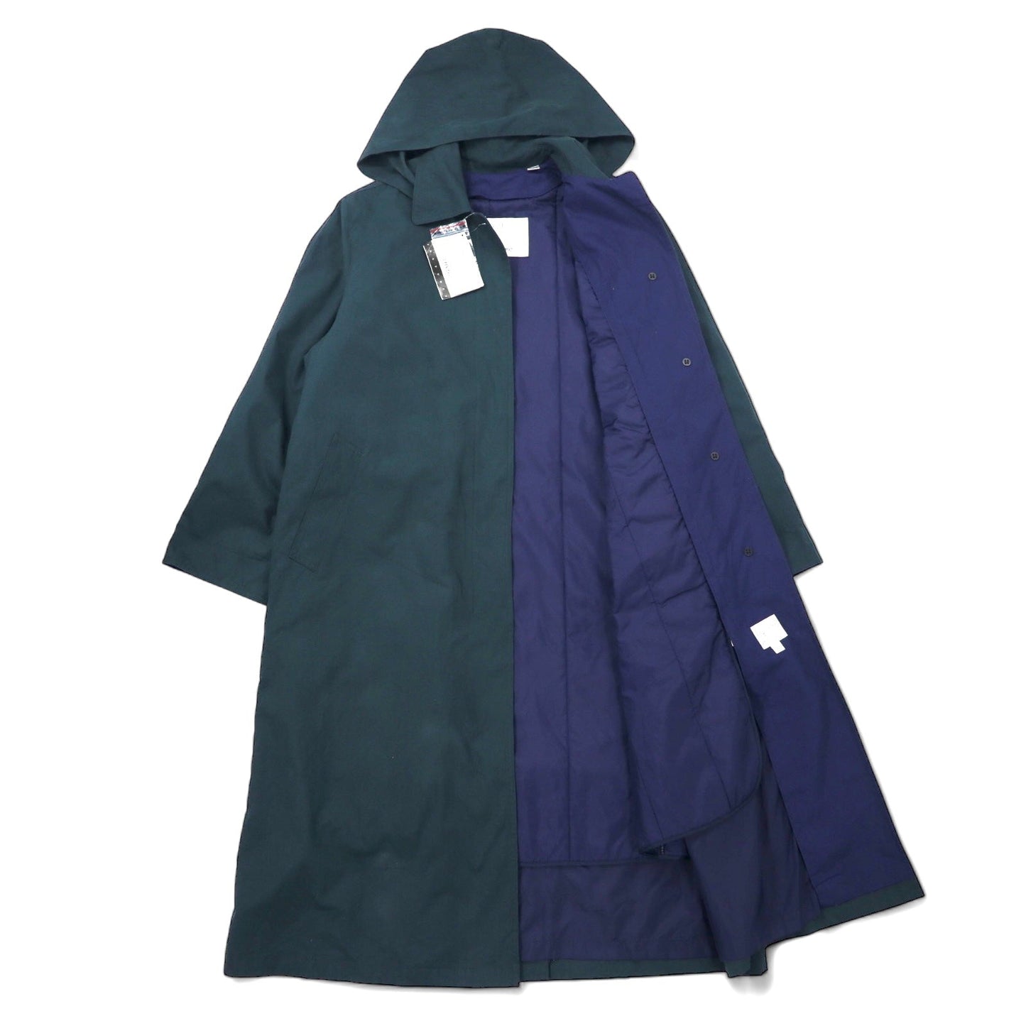 LONDON FOG ステンカラーコート LIMITED EDITION 6PET グリーン コットン ポリエステル フード着脱式 ライナー着脱式 未使用品