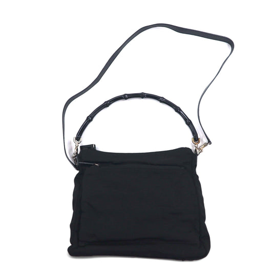 GUCCI イタリア製 2WAY バンブー ショルダーバッグ ハンドバック ブラック ナイロン 000・0509 002058