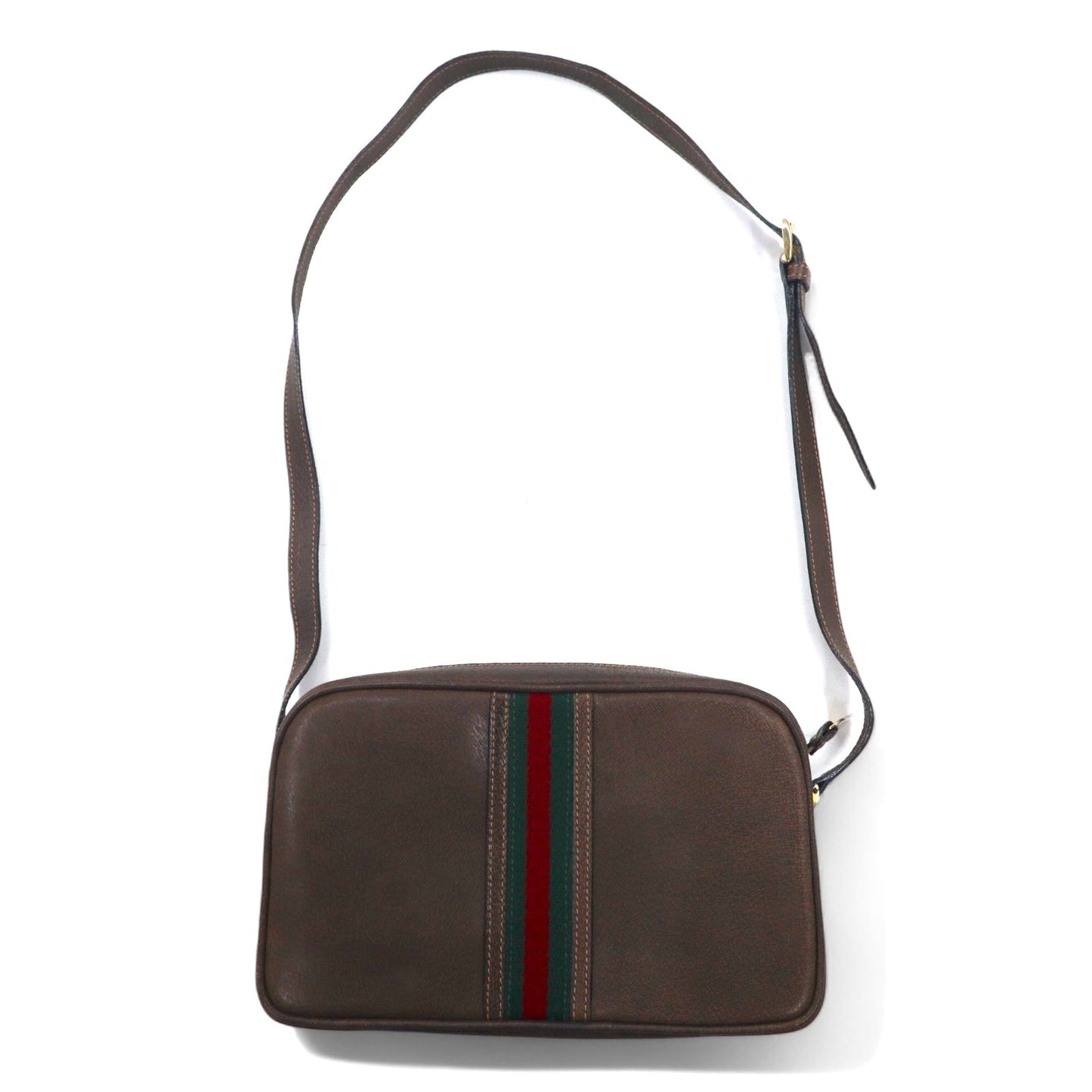 GUCCI オールドグッチ シェリーライン ショルダーバッグ ブラウン レザー