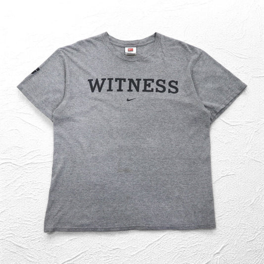 NIKE 00年代 TEAMタグ WITNESS Tシャツ L グレー コットン センタースウォッシュ メキシコ製