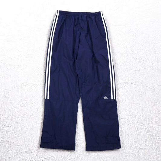 adidas 00年代 ウーブン ワイド トラックパンツ ジャージ 2XL ネイビー 3ストライプ