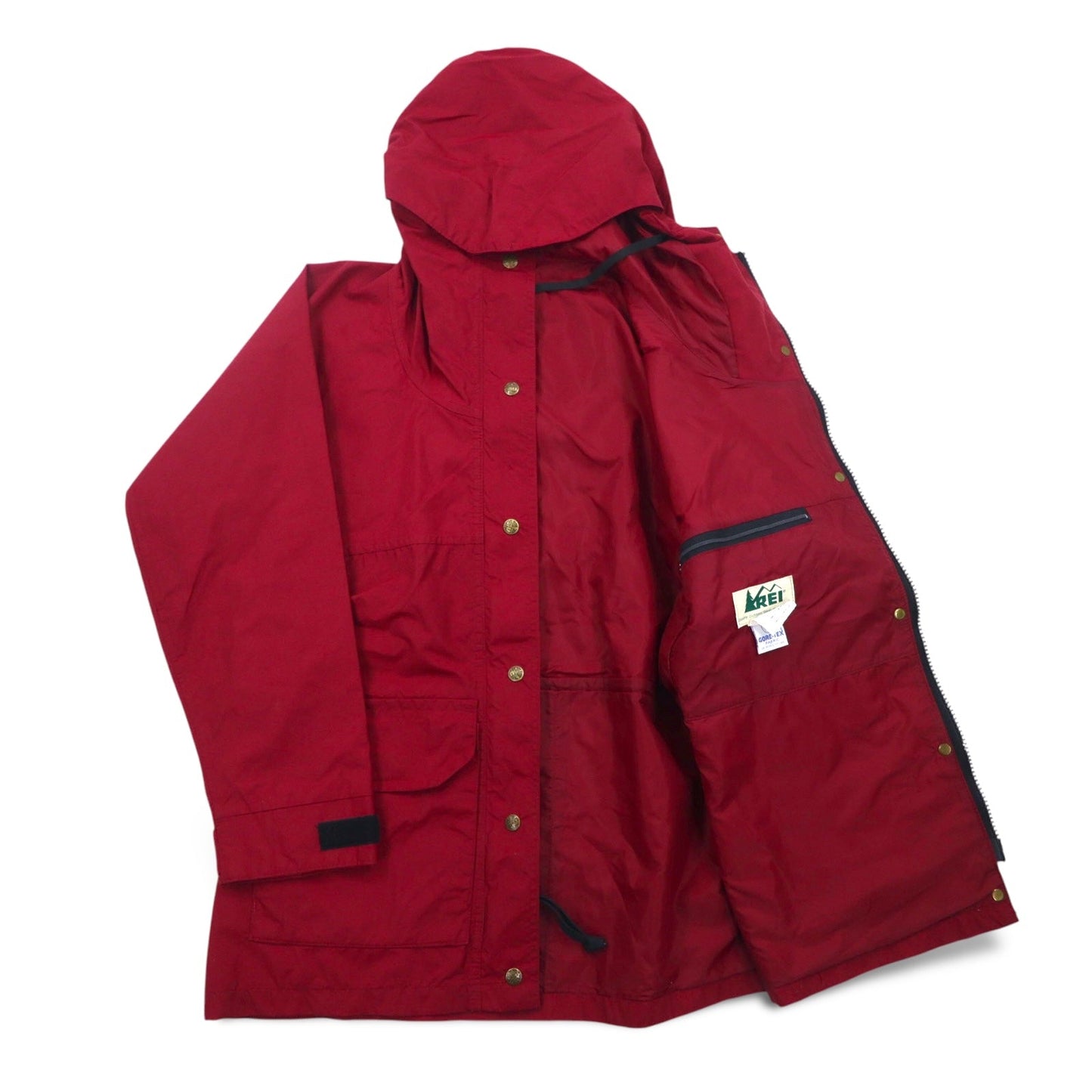 REI 80年代 GORE-TEX ゴアテックス ダブルジップ マウンテンパーカー M レッド ナイロン 防水 白タグ