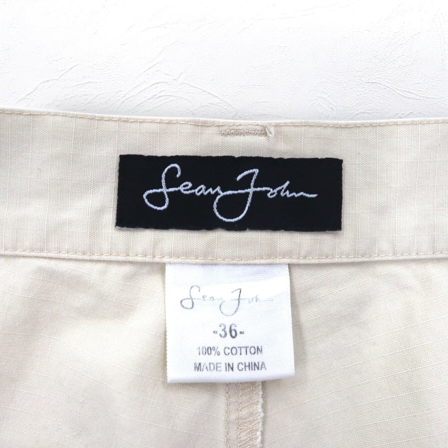 Sean John 00年代 バギー ワイド リップストップ ペインターパンツ L ベージュ コットン